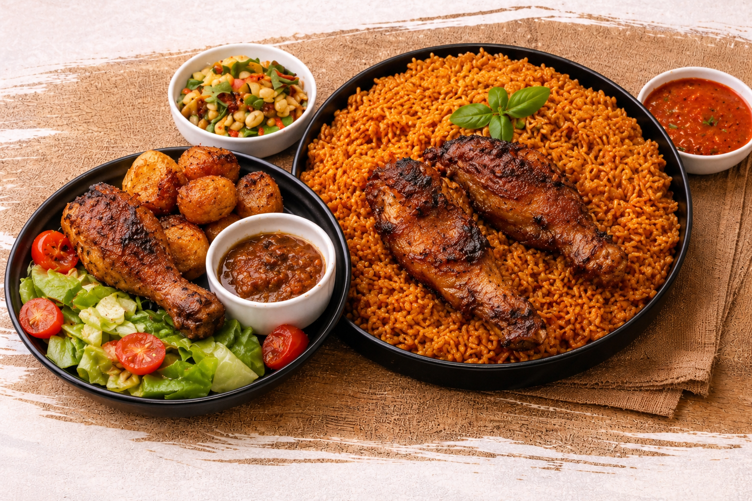 Assorted Ghanaian meals served fresh